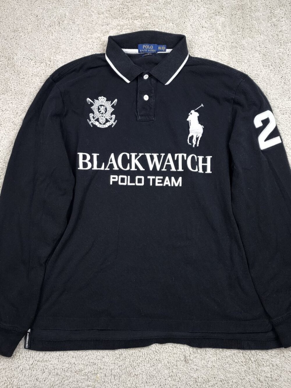 Polo Ralph Lauren Blackwatch Polo Team Shirt Mens 2XL XXL USA Black Pony Crest